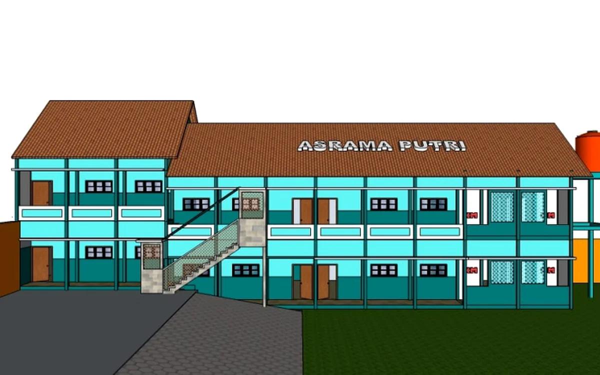Rencana Asrama Putri Tampak Depan